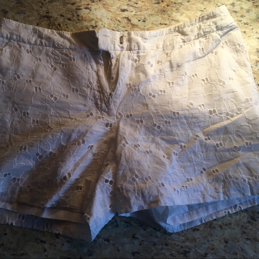 White eyelet shorts